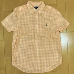 ポロ ラルフローレン 半袖 シャツ 130cm チェック柄 刺繍 極美品