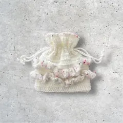 巾着ポーチ　かぎ編みポーチ　編み物