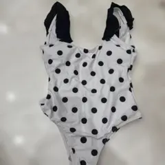 水玉模様 ワンピース水着 ホワイト/ブラック