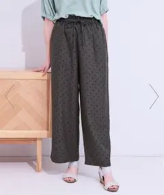 【新品】SHOO・LA・RUE シューラルー　麻調イージーワイドパンツ　ドット柄