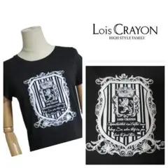 【ロイスクレヨン】エンブレムプリント半袖Ｔシャツ　黒　手洗い　ストレッチ M　9のサムネイル