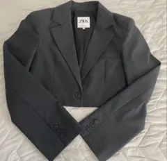 ZARA ザラ　ストライプ　クロップド　ジャケット！