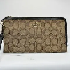 【極美品】COACH シグネチャー リストレット ポーチ ダブルファスナーのサムネイル