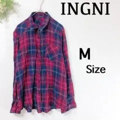『イング』（M）＊長袖＊シャツ＊カジュアル＊チェック柄オシャレ