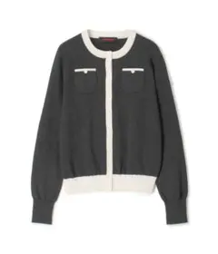 【美品】CABaN コットンカシミヤ バイカラークルーネックカーディガン