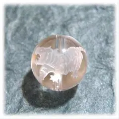 プ*ら様 天然石　水晶　四神　彫刻ルース 12mm 白虎　2個 パーツ sc-b