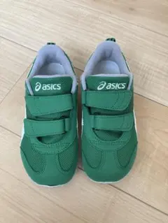 asics グリーン キッズシューズ ベルクロ式　18㎝
