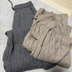 UNIQLO ウォッシャブルニットケーブルパンツマタニティパンツ　丈長めセット