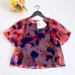 新品 UNITED ARROWS オーガンジー ボリュームスリーブ ブラウス F