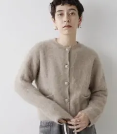 2603014 whim gazette カシミヤ混ファーニットジャケット