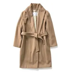 美品 MaxMara ピュアキャメル ラップコート 36 ガウン ショールカラー