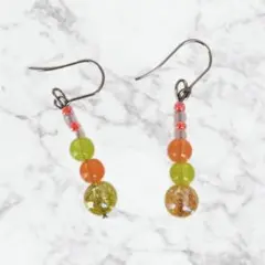 【一点物】カラフル ビーズ☆フック式ピアス