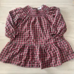 ZARA 赤×グレーチェック柄ワンピース 2-3歳