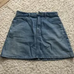 GUライトブルーデニムAラインスカート