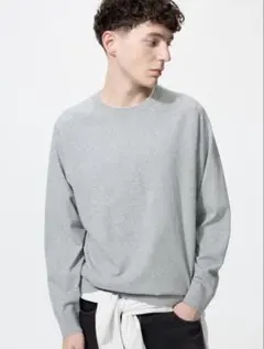 ユニクロ/ウォッシャブルクルーネックセーター/グレーS