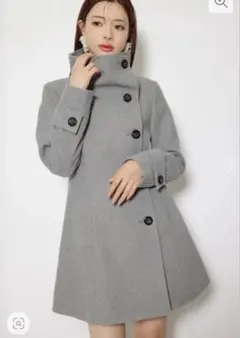 【美品】rienda 25オーバーネックシンデレララインミニコート