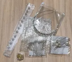 ビジュー付きヘアバンドとパールヘアピンセット ウェディング