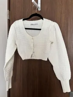 【ZARA】ホワイト　パフスリーブ　ボレロ