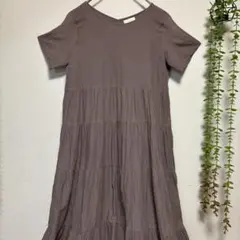 アースミュージックエコロジー　ティアードデザイン 半袖ワンピース コットン100