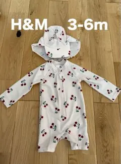 H&M ベビー水着 3-6m チェリー柄 帽子付き