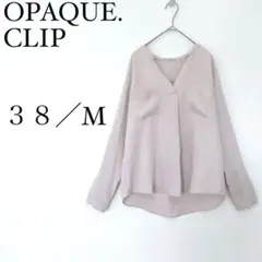 オペークドットクリップ　とろみブラウス 38 M ノーカラー Vネック 前後差