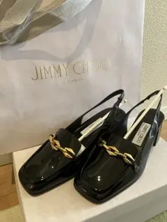 値下げ！JIMMY CHOOブラックスリングバックパンプス37 新品未使用のサムネイル