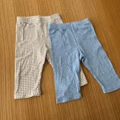 チェック柄とブルーのレギンスセット