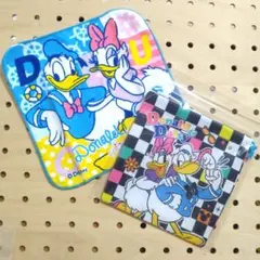 ディズニー ドナルド デイジー 巾着袋 ミニタオル カラフル 2点セット