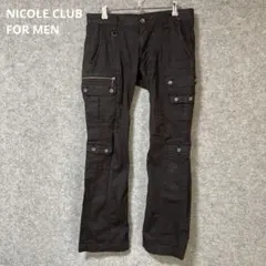 NICOLE CLUB FOR MEN ブラックカーゴパンツ 多ポケット