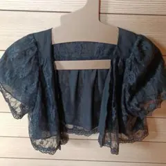 黒 レース カーディガン 半袖 ボレロ 結婚式 お呼ばれ リバーシブル 2way