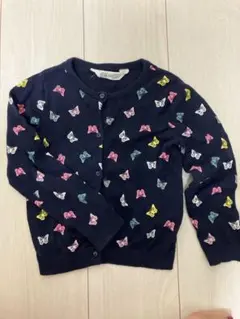 H&M 蝶刺繍 ネイビー カーディガン 98/104