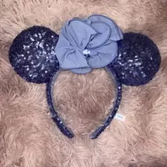ミッキー耳カチューシャ 紫色 スパンコール