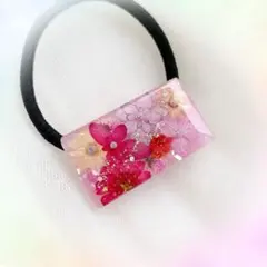 ✾ ヘアゴム ✾ リボン 花火ドライフラワー レジン ハンドメイド