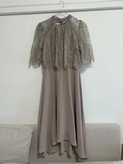 結婚式ドレス　ベージュ　レース　オケージョン