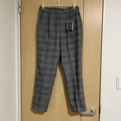 新品 アベイル グレー系チェック スラックス ゴムウエスト サイズM