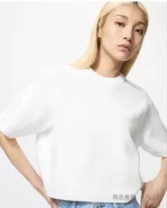 ユニクロ ミラノリブセーター 半袖 L オフホワイト 未使用に近い