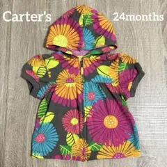 Carter's 半袖ジップ付きパーカー　花柄　24monthsのサムネイル
