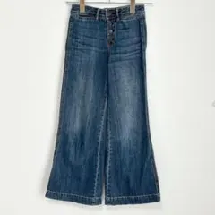 ギャップ　ワイドレッグ　デニムパンツ　ウエスト調整ゴム　フロントボタン　130のサムネイル