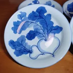 有田焼　其泉窯　布目かぶ絵取り皿　中皿　4枚