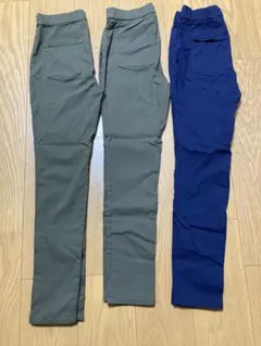 【3本まとめ売り】GU スーパーストレッチレギンスパンツ カーキ＆ネイビー