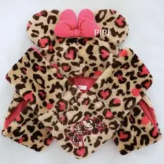 ディズニー　ミニー　マフラー　ファンキャップ　レオパード