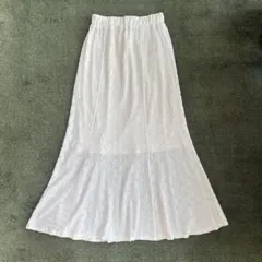 LOWRYS FARM フレアスカート レース風 アイボリー