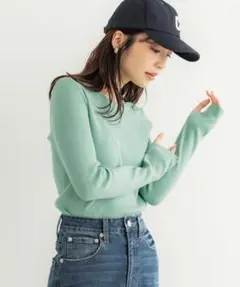 新品タグ付　 coca（coca） 中肉厚クルーネックリブニット