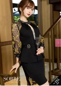 SOBRE（ソブレ）刺繍レースへプラムワンピース【2307150】