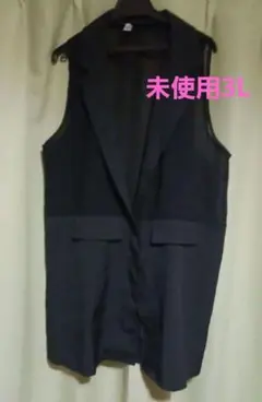 韓国製 黒ジレベスト羽織り さらさら レディース大きいサイズ