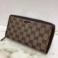 GUCCI グッチ　GGキャンバス 長財布 ラウンドファスナー　ブラウン　財布のサムネイル