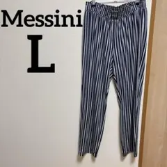【美品】✨Messini✨Lサイズ ネイビーとホワイトのストライプワイドパンツ