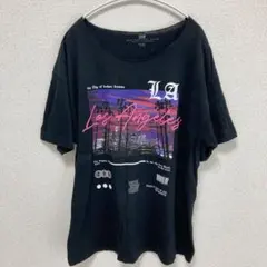 ファッションノバ プリント 半袖 ビッグサイズ Ｔシャツ ＸＬ 黒 綿