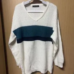 Rose Form Vネックニットセーター XL