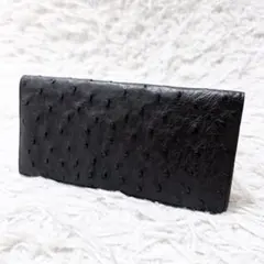美品　オーストリッチ　長財布　折り財布　ブラック　黒のサムネイル